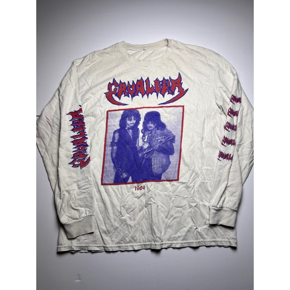 Cavalera Graphic T-Shirt Mens L White 1984 Band Photo Long Sleeve Streetwear